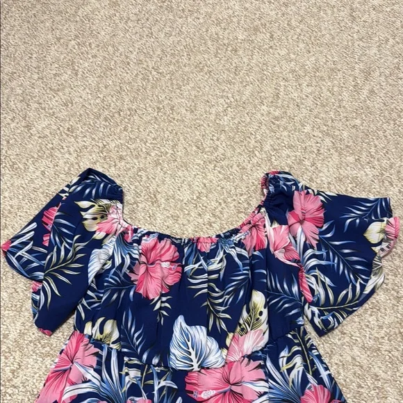 Floral Navy and Pink women’s Dress - Picture 3 of 6